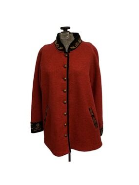 Women's Icelandic Design Red Wool Blend Jacket Medium